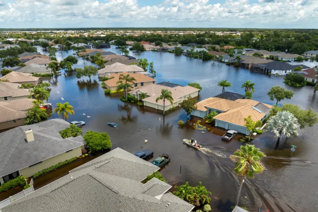 Flooded Houses with Homeowners Insurance in Florida.
